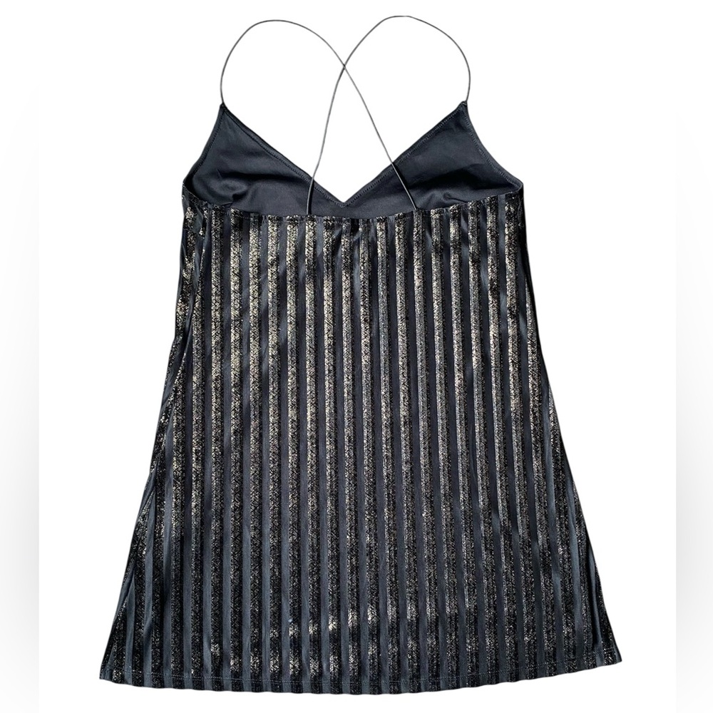Forever 21 Women’s Velvet Black Metallic Mini Dress Size M - Picture 7 of 8